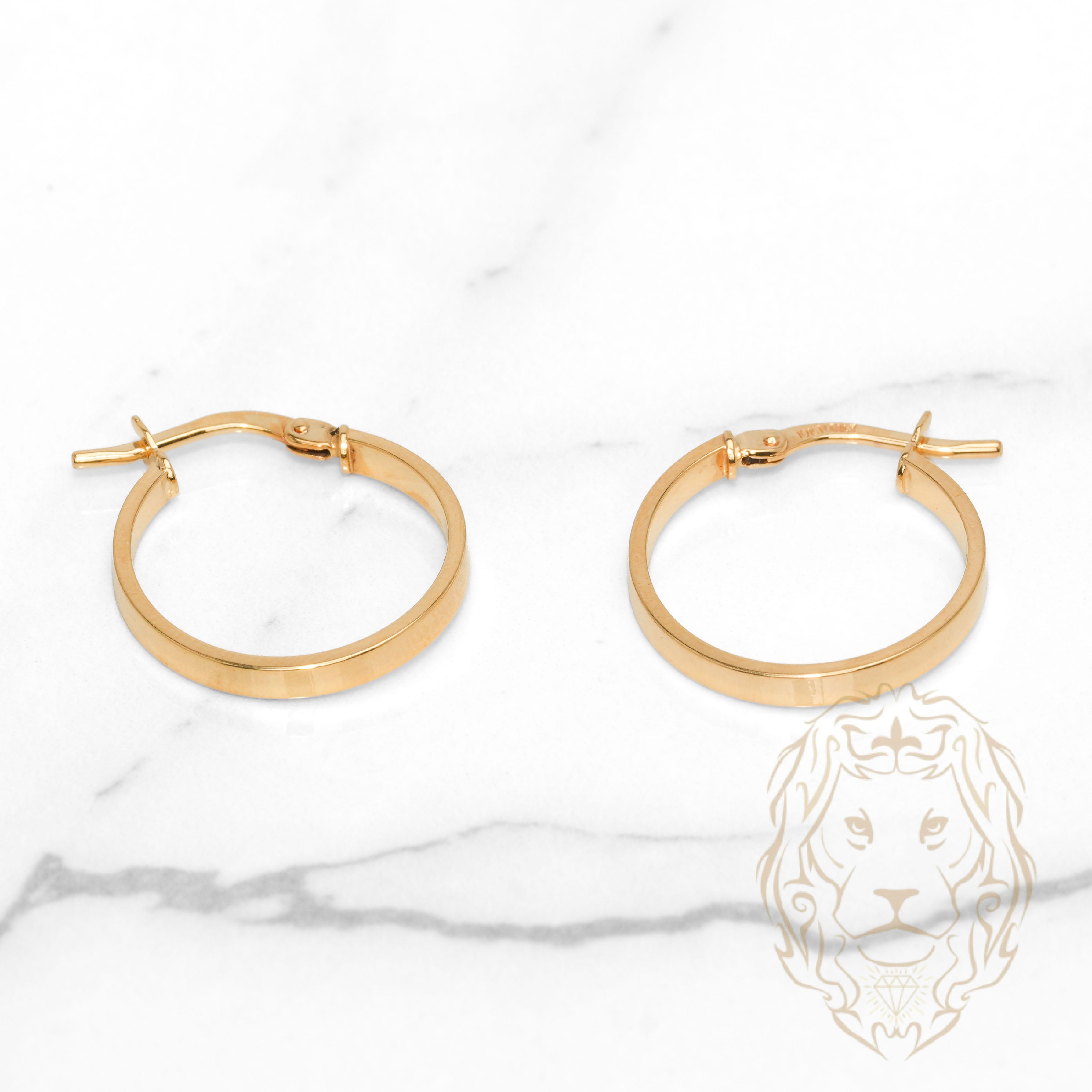 Hoops - Or 10K jaune bords carrés 2mm X 15mm - BOG1253