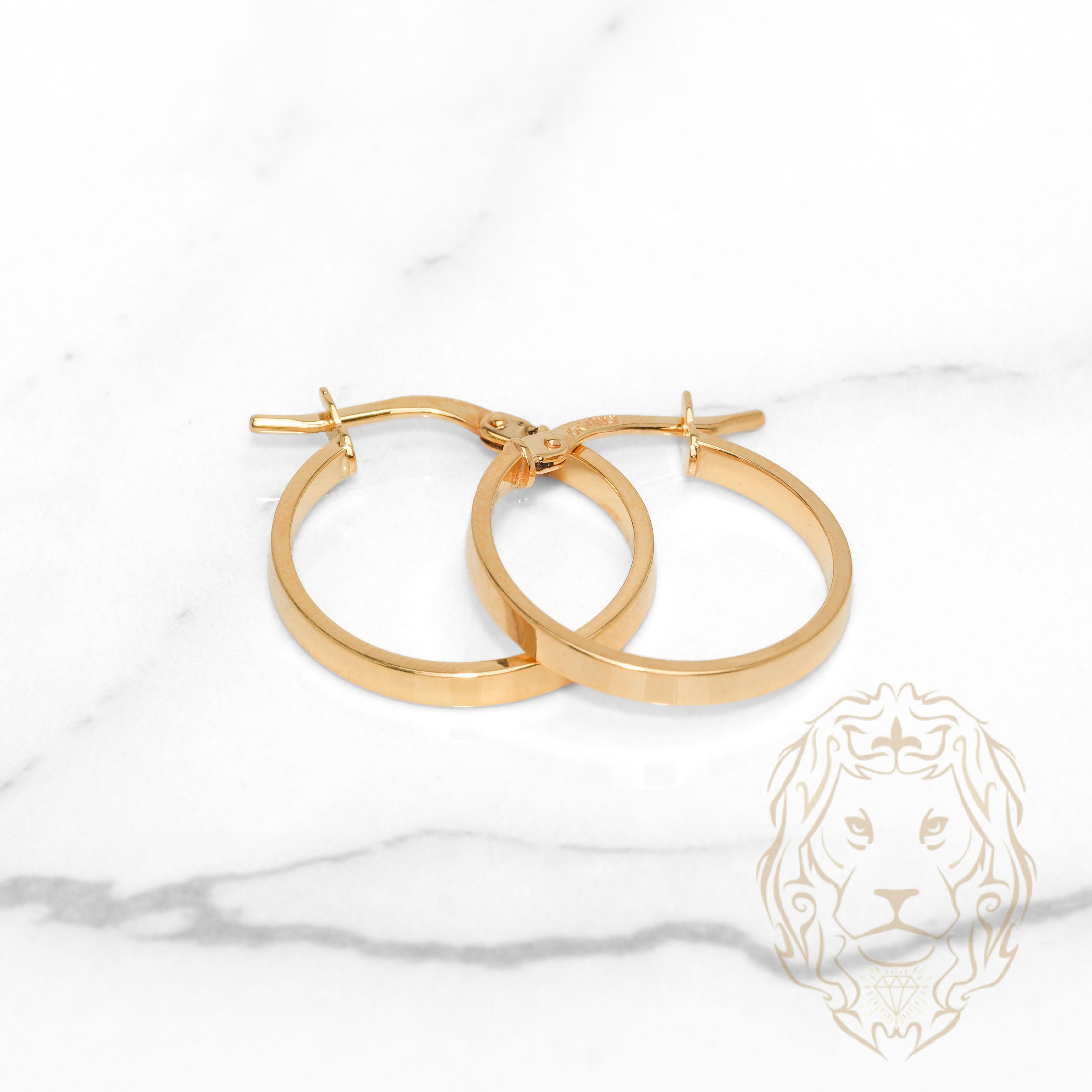 Hoops - Or 10K jaune bords carrés 2mm X 15mm - BOG1253