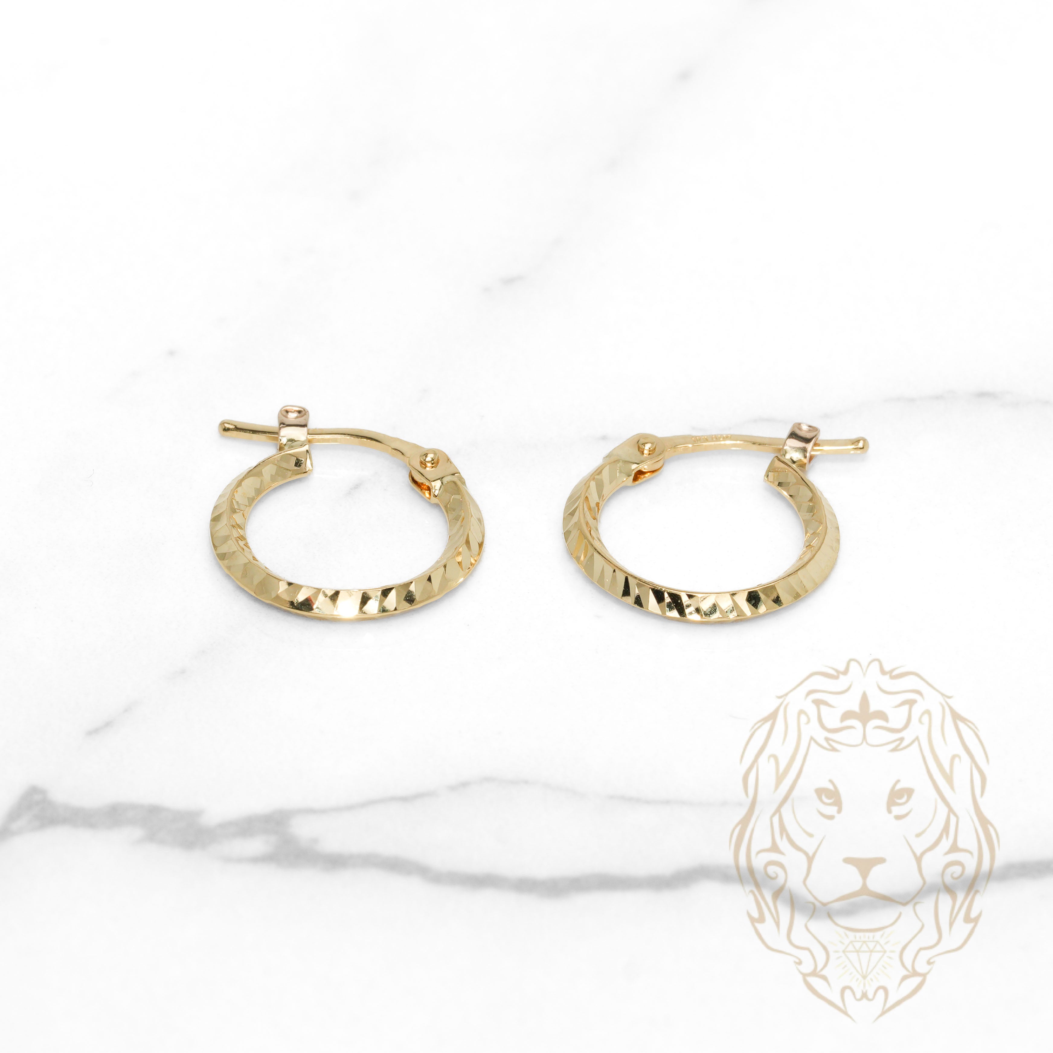 Hoops - Or 10K jaune coupe diamant 2mm X 11mm - BOG1258