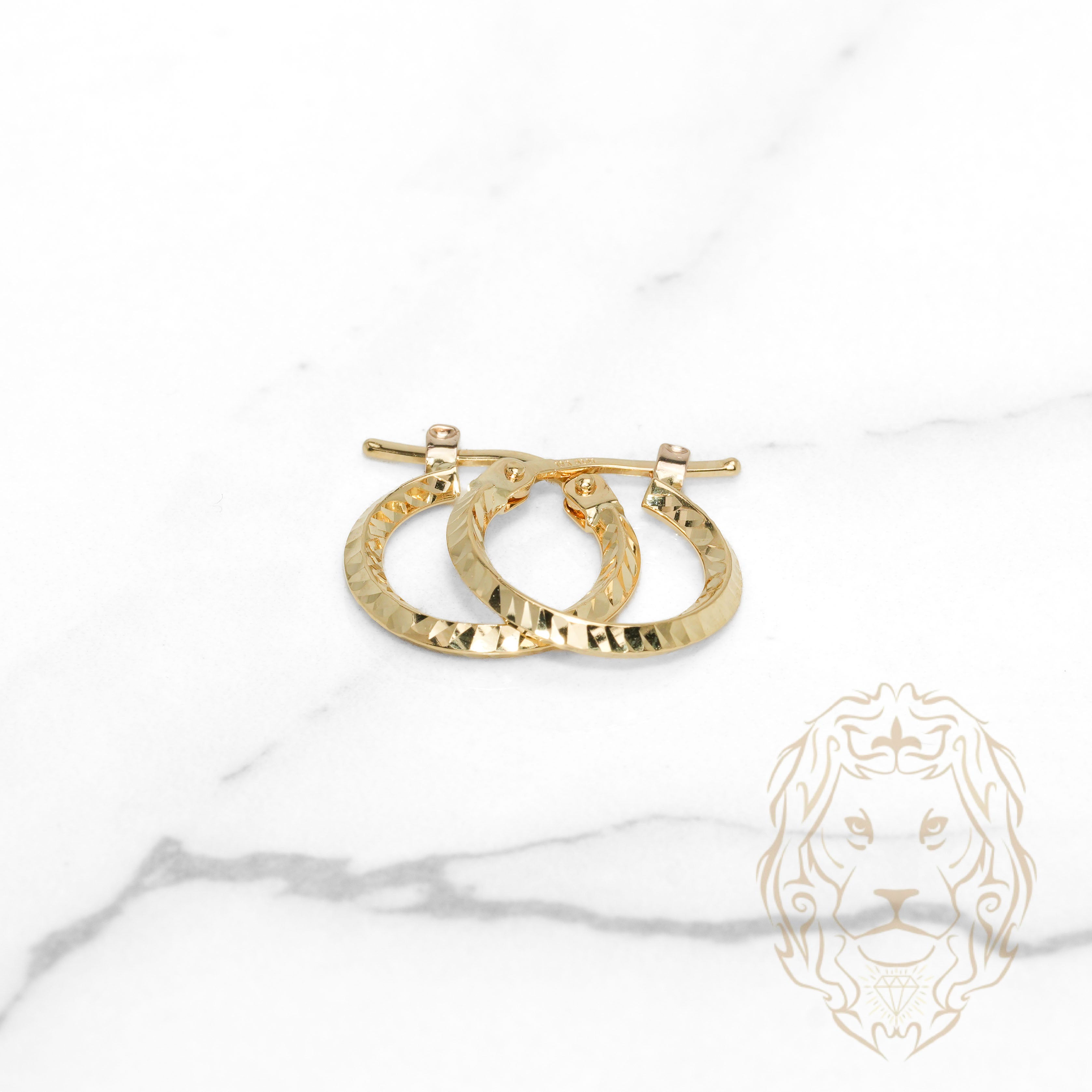 Hoops - Or 10K jaune coupe diamant 2mm X 11mm - BOG1258