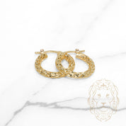 Hoops - Or 10K jaune géométrique coupe diamant 3mm X 12mm - BOG1261