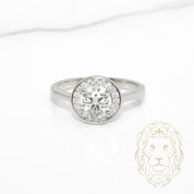 Bague - Argent halo pierre AAA coupe ronde 1.2CT - RIS1418