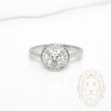 Bague - Argent halo pierre AAA coupe ronde 1.2CT - RIS1418