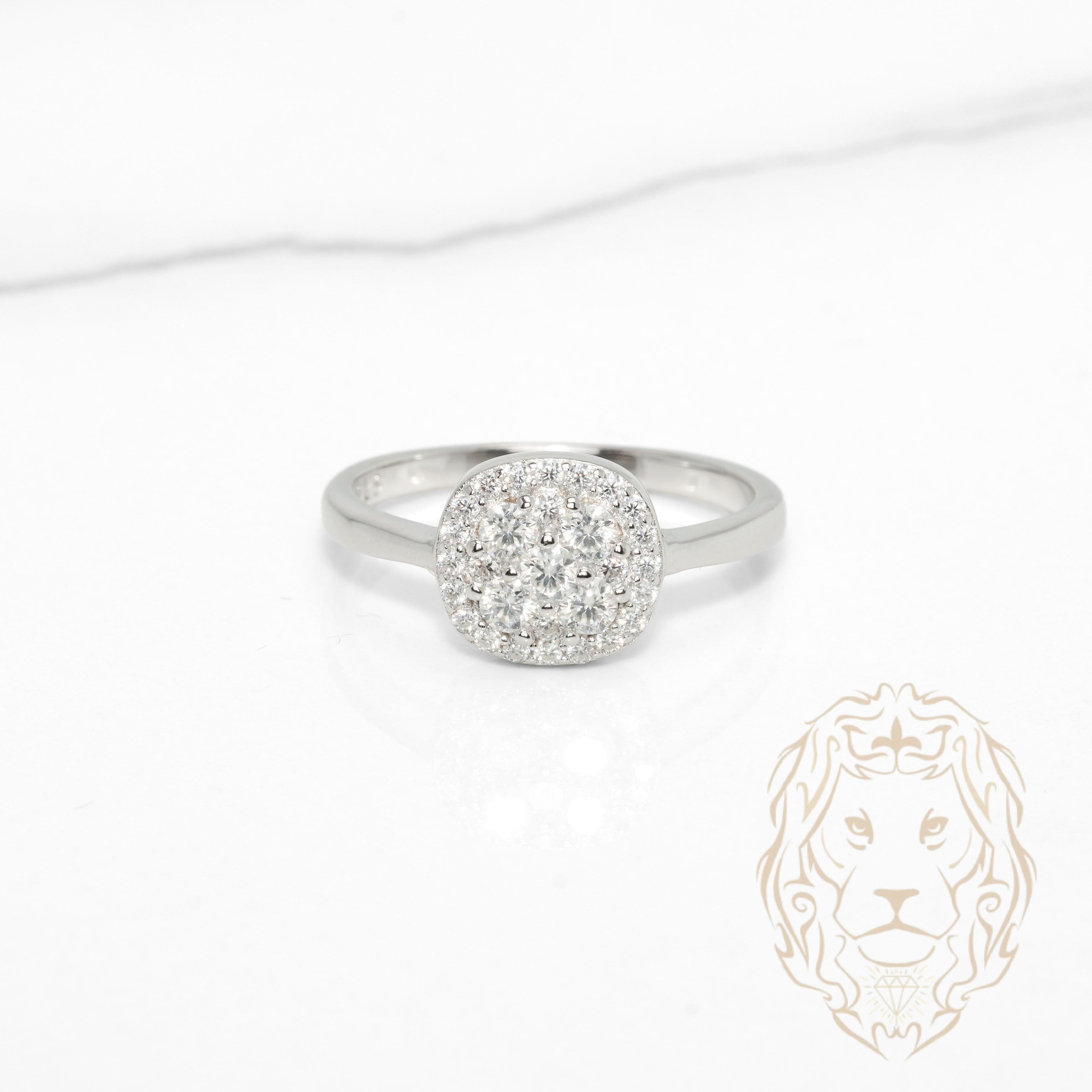 Bague - Argent halo composé de pierres AAA coupe ronde - RIS1419