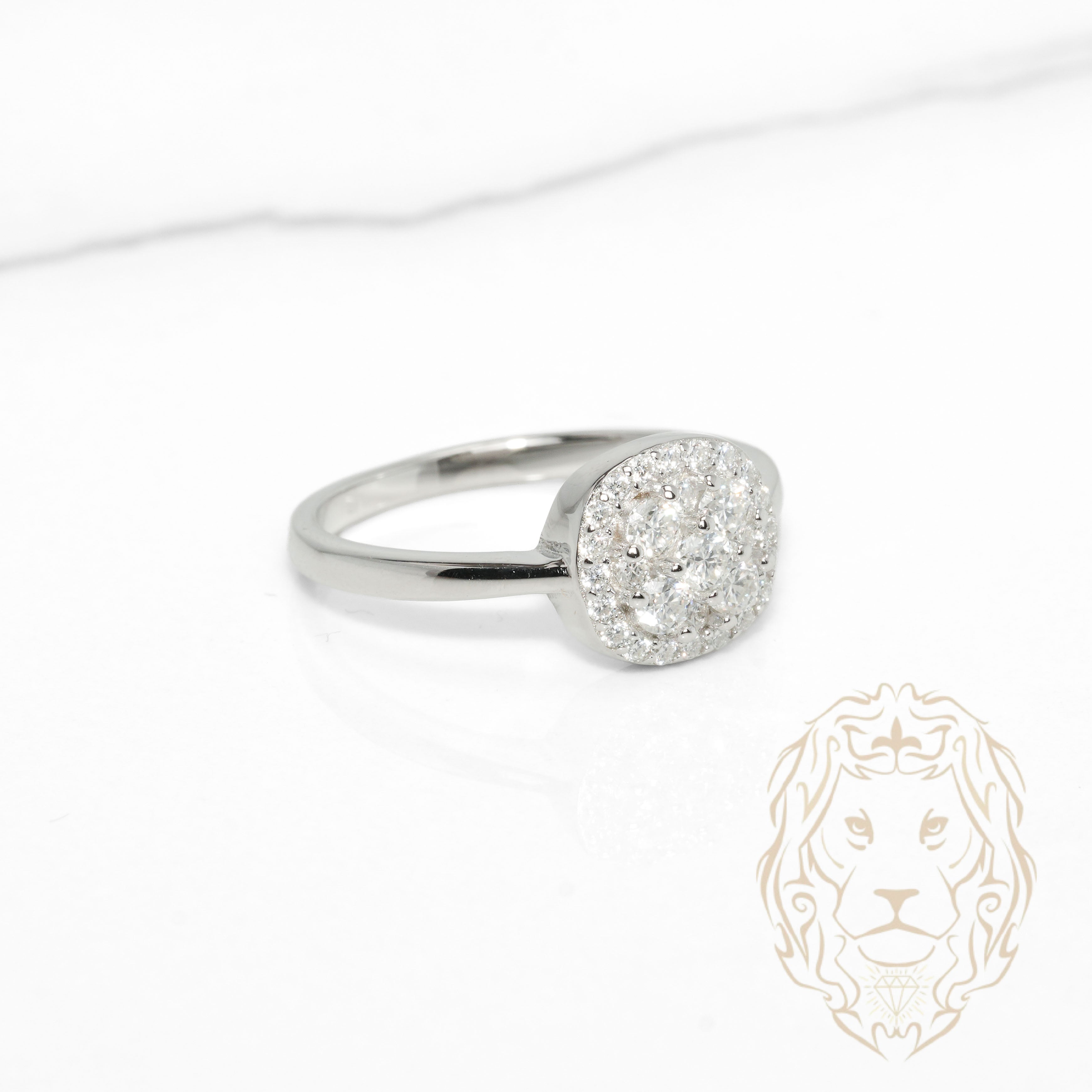 Bague - Argent halo composé de pierres AAA coupe ronde - RIS1419