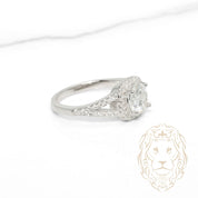 Bague - Argent halo pierre AAA coupe ronde 1.20CT & tige fendue pavée - RIS1422