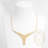 Collier - Or 18K jaune feuilles coupe diamant en forme de Y - CHG1264
