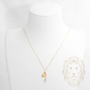 Collier - Or 18K deux tons jaune & blanc papillon guilloché - CHG1276