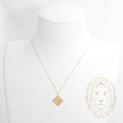 Collier - Or 18K jaune trèfle coupe diamant - CHG1277