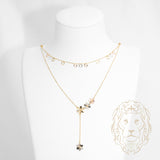 Collier - Or 18K tricolor jaune, blanc & rose stack cerlces & fleurs guillochés - CHG1282