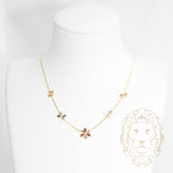 Collier - Or 18K tricolor jaune, blanc & rose fleurs guillochées - CHG1283
