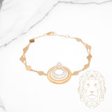 Bracelet - Or 18K deux tons jaune & blanc double chaîne paillettes & pendentif halo coupe poire cz - BRG943