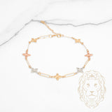 Bracelet - Or 18K tricolor jaune, blanc & rose trèfles & paperclip - BRG954