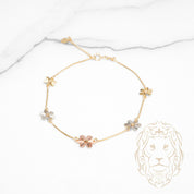 Bracelet - Or 18K tricolor jaune, blanc & rose fleurs coupe diamant - BRG955