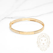 Bracelet jonc - Or 18K deux tons jaune & blanc clé grecque & coupe diamant - BRG938