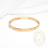 Bracelet jonc - Or 18K jaune clé grecque & coupe diamant - BRG939