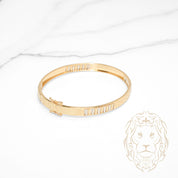 Bracelet jonc - Or 18K deux tons jaune & blanc clé grecque & coupe diamant - BRG938