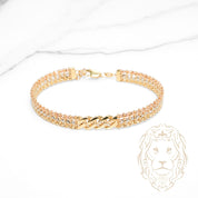 Bracelet - Or 18K tricolor jaune, blanc & rose perlé coupe diamant & curb - BRG950