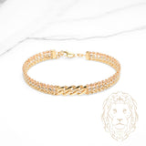 Bracelet - Or 18K tricolor jaune, blanc & rose perlé coupe diamant & curb - BRG950