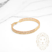 Bracelet - Or 18K tricolor jaune, blanc & rose perlé coupe diamant & curb - BRG950