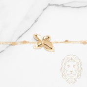 Sautoir - Or 18K jaune double chaîne pailettes avec fleurs pavé de cz - CHG1273