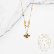 Collier - Or 18K jaune pendentif trèfle et perles - CHG1275