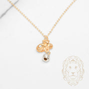 Collier - Or 18K deux tons jaune & blanc papillon guilloché - CHG1276