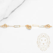 Collier - Or 18K jaune paperclip & perles - CHG1281