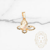 Pendentif - Or 18K tricolor jaune, blanc & rose papillon coupe diamant - PEG1243