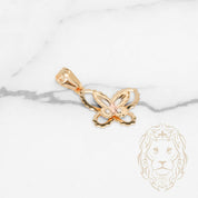 Pendentif - Or 18K tricolor jaune, blanc & rose papillon coupe diamant - PEG1243
