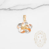Pendentif - Or 18K tricolor jaune, blanc & rose blossom coupe diamant - PEG1244