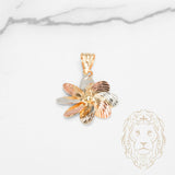 Pendentif - Or 18K tricolor jaune, blanc & rose fleur coupe diamant - PEG1246