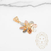 Pendentif - Or 18K tricolor jaune, blanc & rose fleur coupe diamant - PEG1246