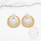 Studs - Or 18K deux tons jaune & blanc halo coupe poire cz - BOG1273