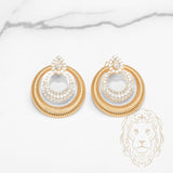 Studs - Or 18K deux tons jaune & blanc halo coupe poire cz - BOG1273