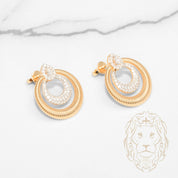Studs - Or 18K deux tons jaune & blanc halo coupe poire cz - BOG1273