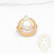 Bague - Or 18K deux tons jaune & blanc halo coupe poire cz - RIG1208