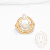 Bague - Or 18K deux tons jaune & blanc halo coupe poire cz - RIG1208