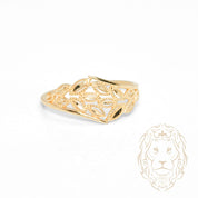Bague - Or 18K jaune feuilles coupe diamant - RIG1210