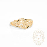 Bague - Or 18K jaune feuilles coupe diamant - RIG1210