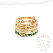 Bague - Or 10K jaune stack quattuor éternité pierres verte cz - RIG1211