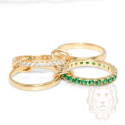 Bague - Or 10K jaune stack quattuor éternité pierres verte cz - RIG1211
