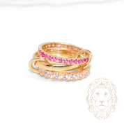 Bague - Or 10K jaune stack tres éternité pierres rose cz - RIG1212