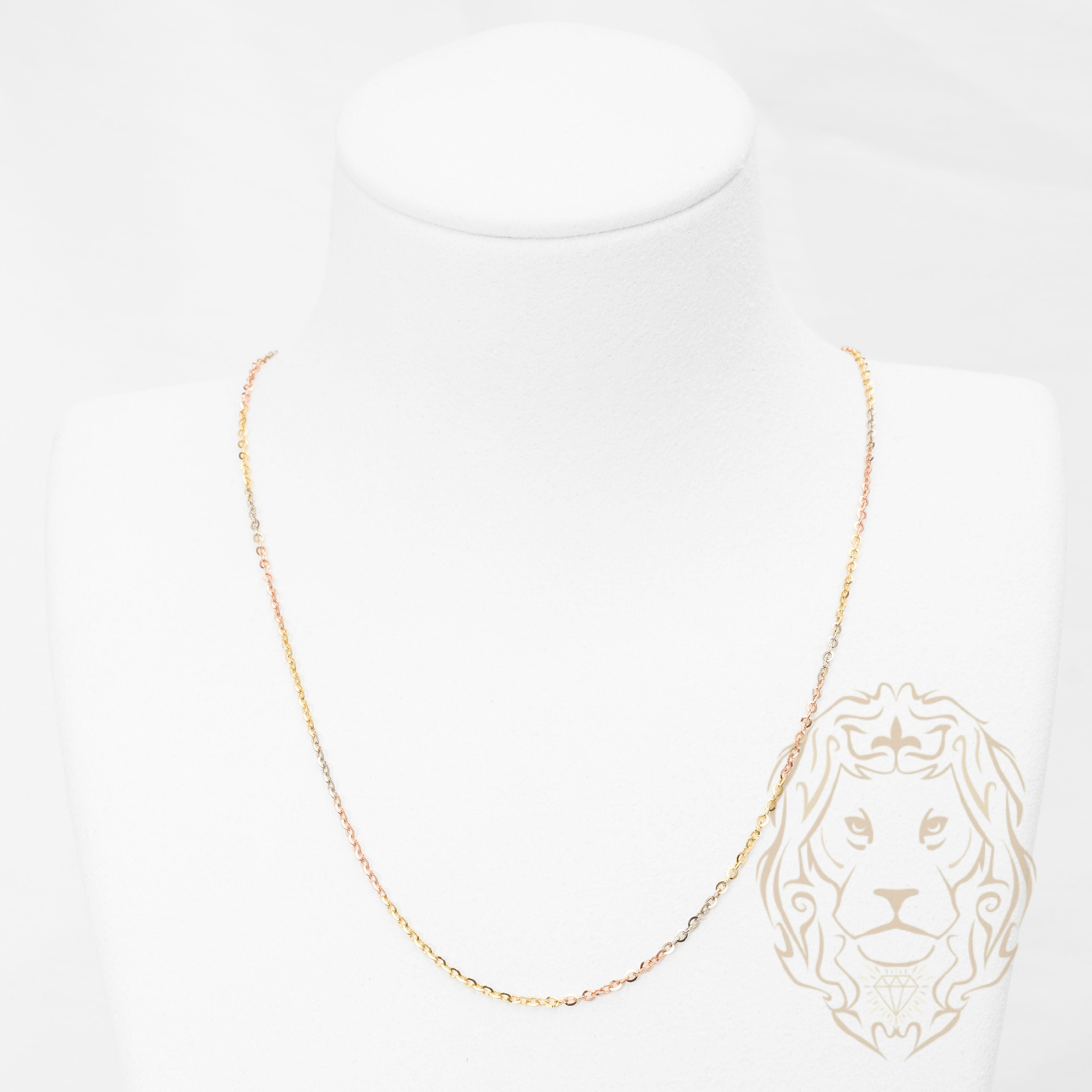Chaîne - Or 10K tricolor jaune, blanc & rose rolo coupe diamant 1.5mm - CHG1295