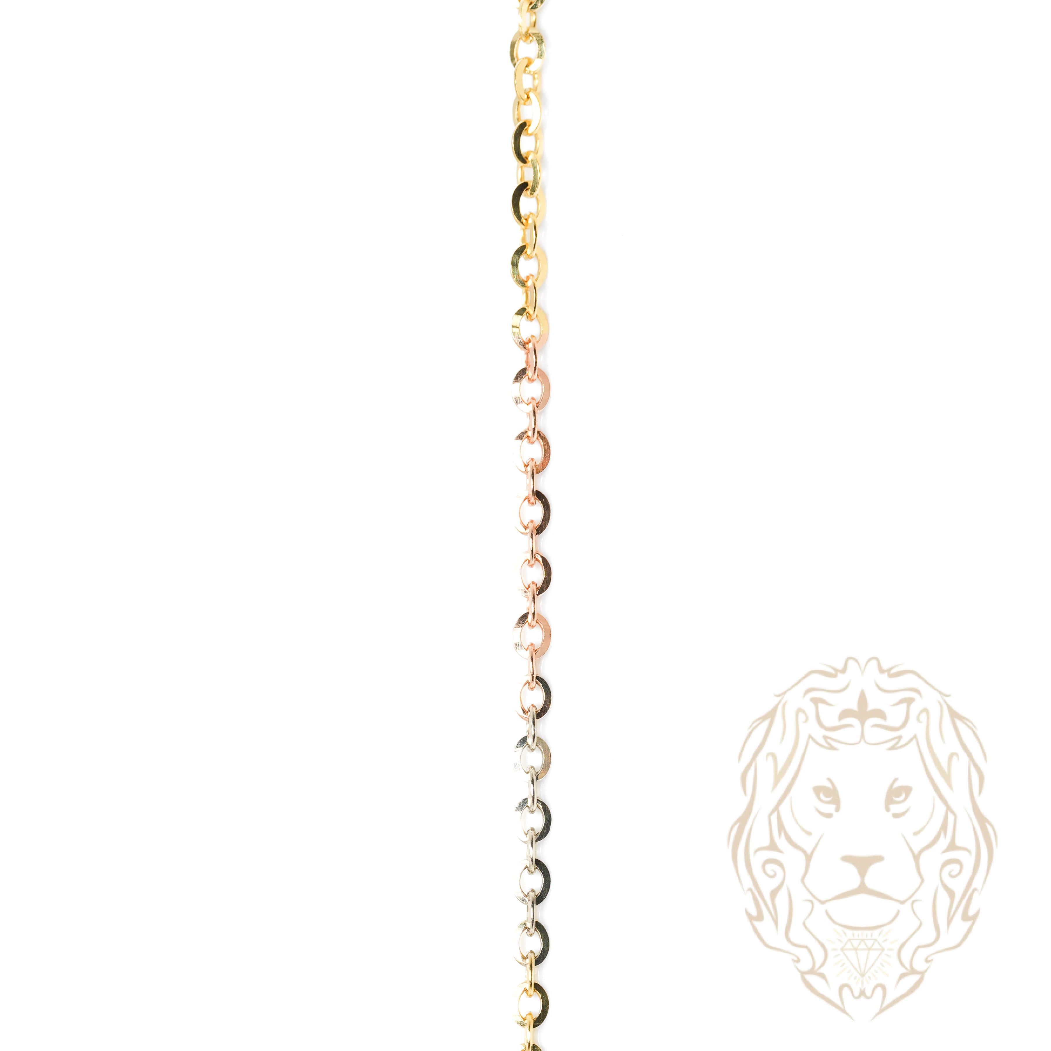 Chaîne - Or 10K tricolor jaune, blanc & rose rolo coupe diamant 1.5mm - CHG1295