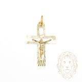 Pendentif - Or 10K jaune Jésus sur le croix coupe diamant - PEG1251