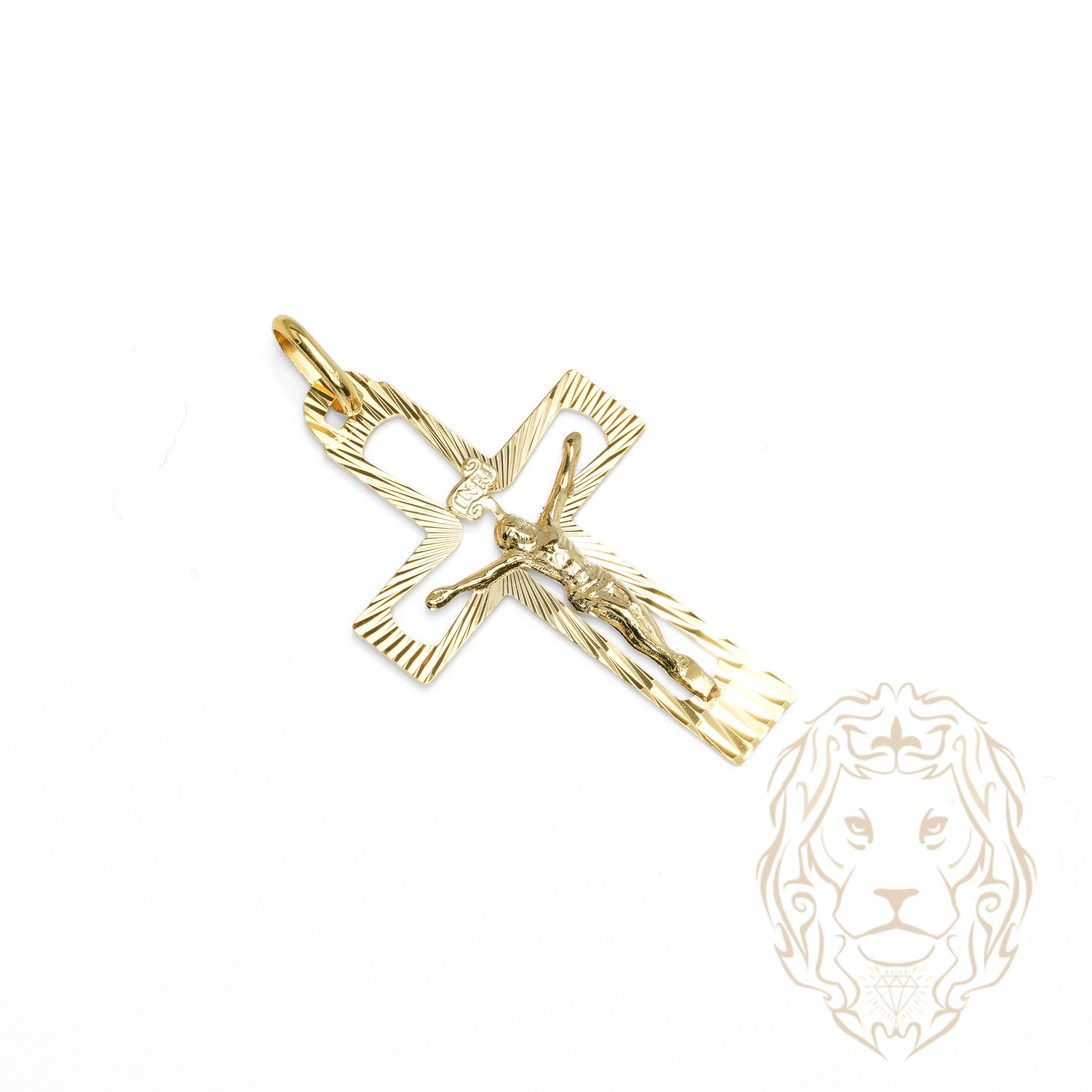 Pendentif - Or 10K jaune Jésus sur le croix coupe diamant - PEG1251