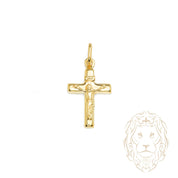 Pendentif - Or 10K jaune Jésus sur le croix sablé - PEG1253