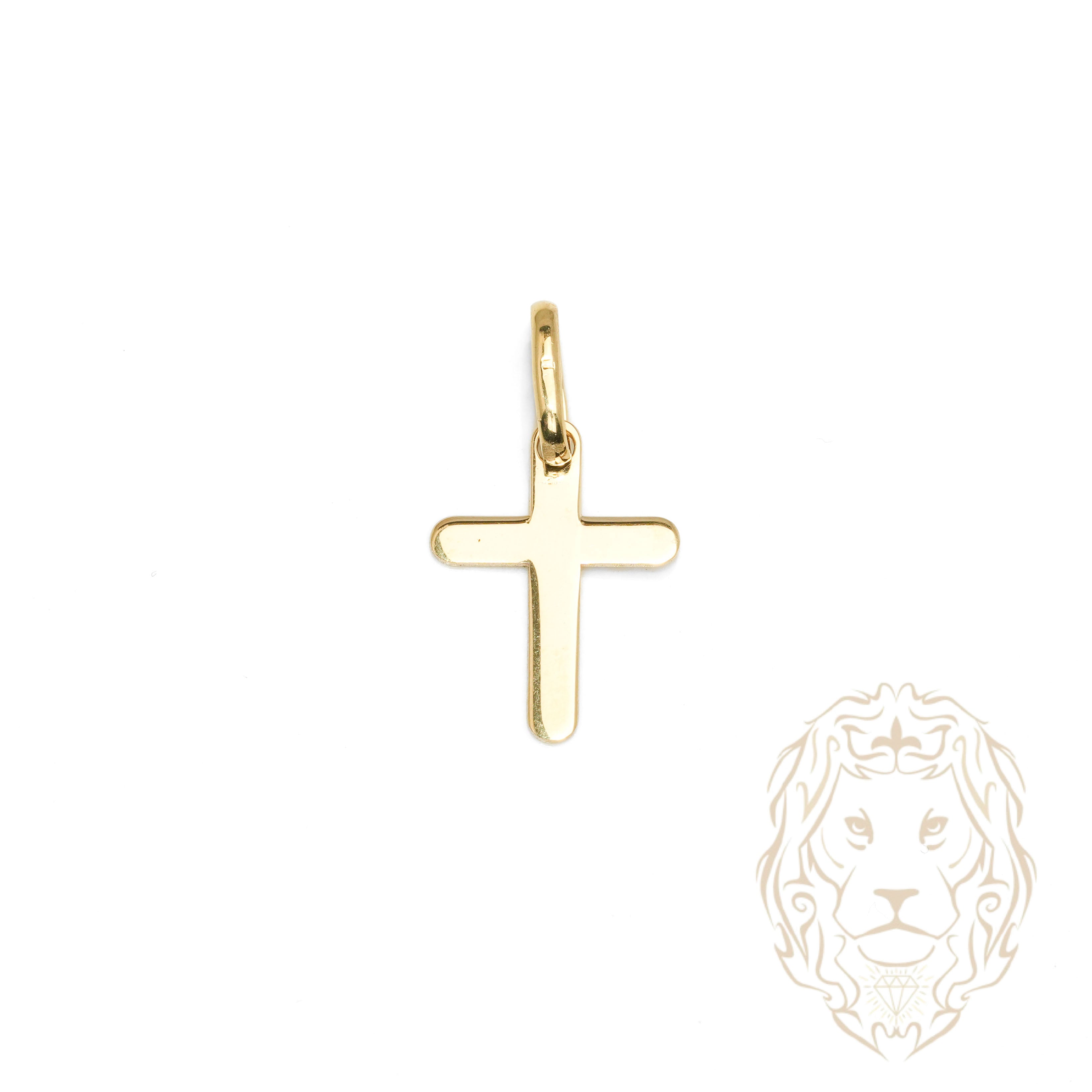 Pendentif - Or 10K jaune croix plat arrondi - PEG1259