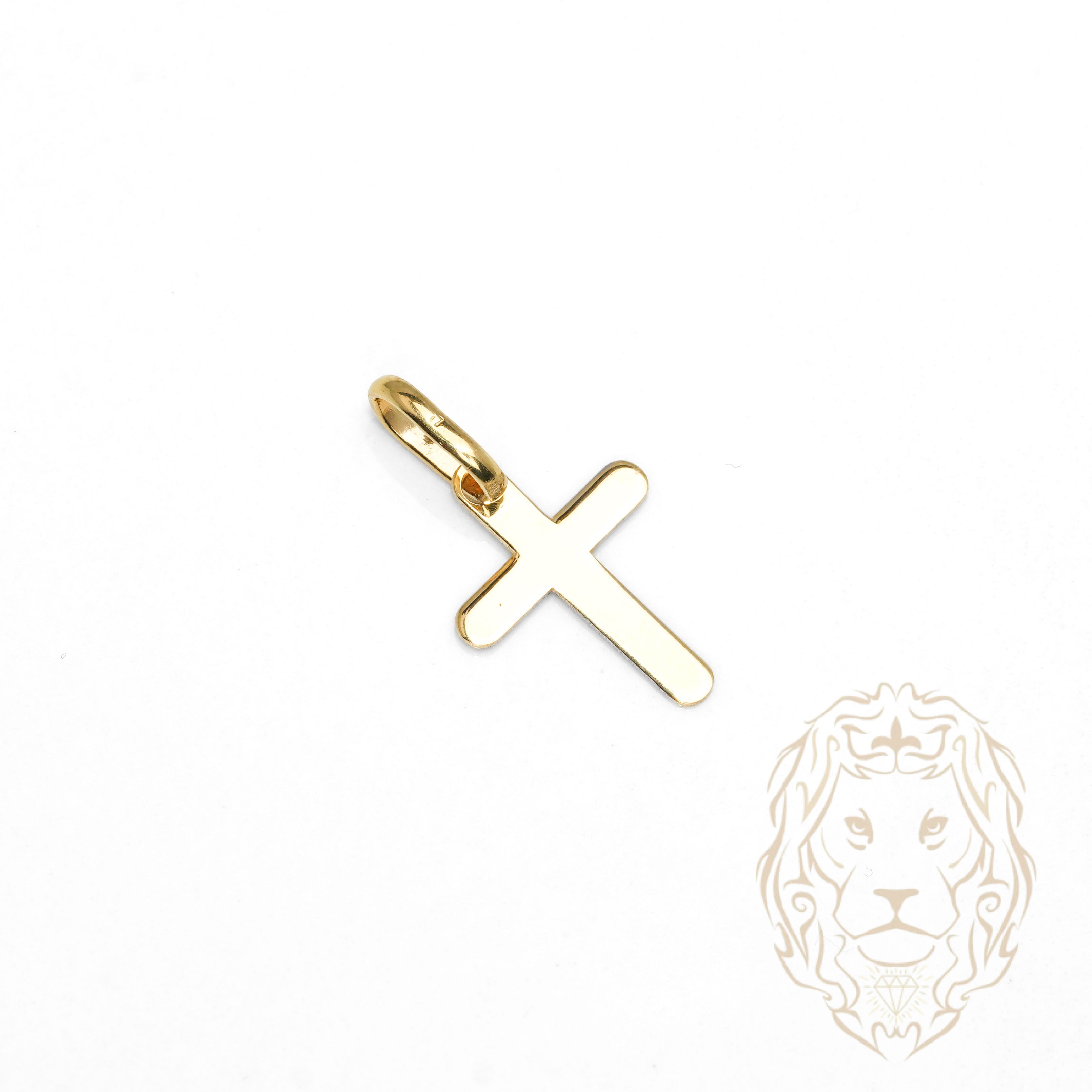 Pendentif - Or 10K jaune croix plat arrondi - PEG1259